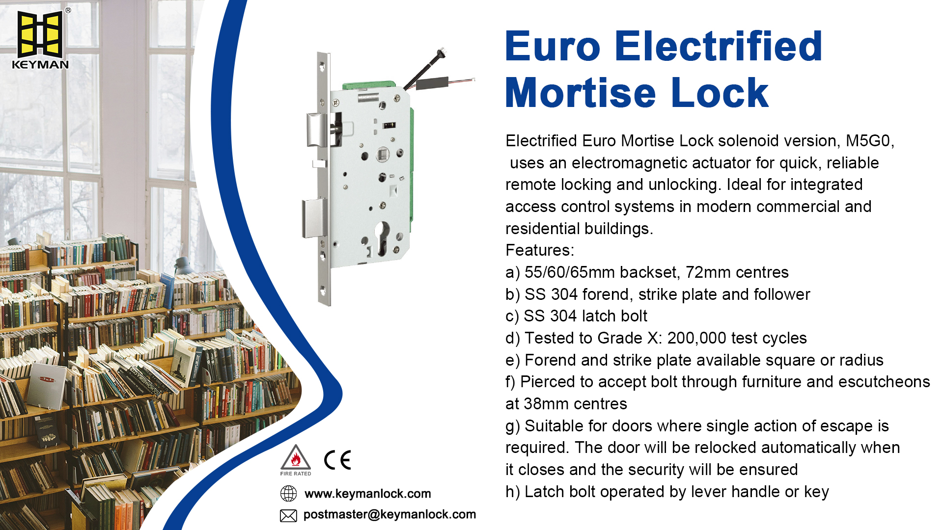 Euro Electrified Mortise Lock قفل نقر مكهرب باليورو