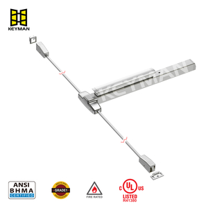 جهاز قضيب عمودي من الألومنيوم عالي التحمل من Keyman لأبواب الخروج - معتمد من ANSI/BHMA X801-V 